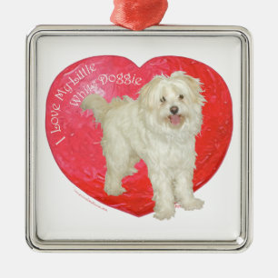 Havanese / Westie Mix Valentine's Day Metal Ornament