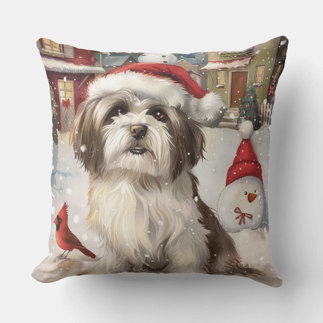 Havanese Winter Wonderland Christmas Joy Cushion (Front)