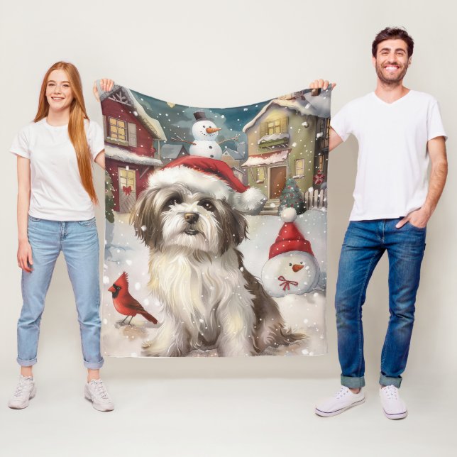 Havanese Winter Wonderland Christmas Joy Fleece Blanket (In Situ)