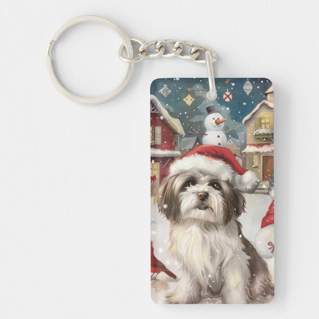 Havanese Winter Wonderland Christmas Joy Key Ring (Front)
