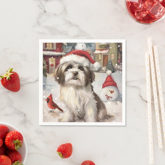 Havanese Winter Wonderland Christmas Joy Napkin (Insitu)