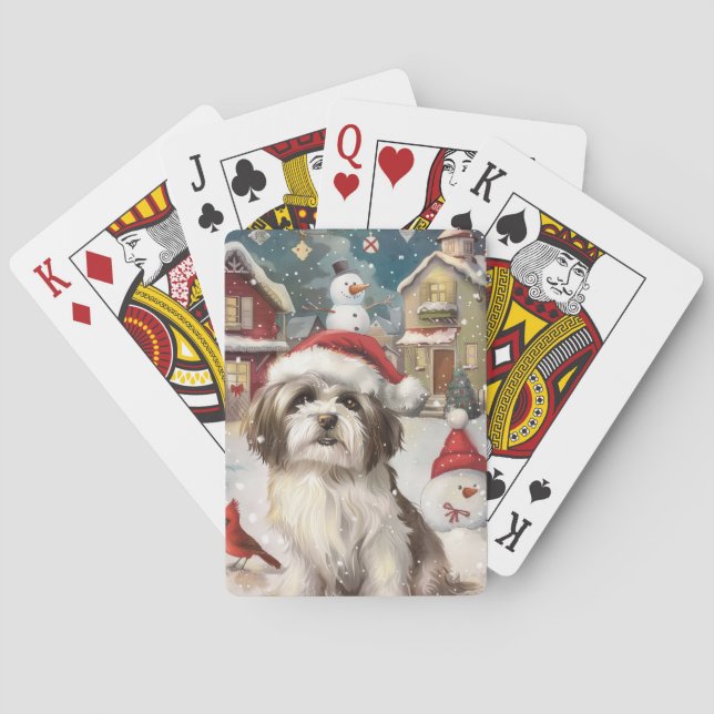 Havanese Winter Wonderland Christmas Joy Playing Cards (Back)
