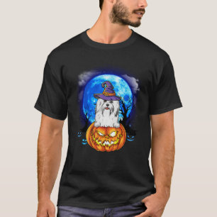 Havanese Witch Moon Pumpkin Scary Halloween Dog Lo T-Shirt