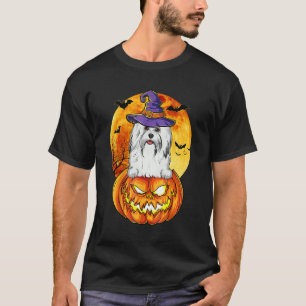 Havanese Witch Pumpkin Halloween Dog T-Shirt