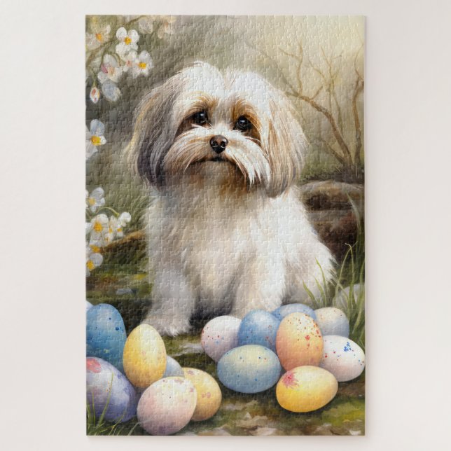 Havanese with Easter Eggs Jigsaw Puzzle (Vertical)