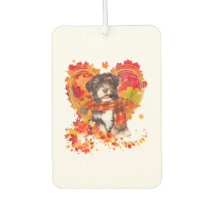 Havanese With Heart Made Of Autumn Leaves Car Air Freshener