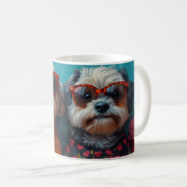 Havanese With Heart Roses Valentine's Day Coffee Mug (Front Right)