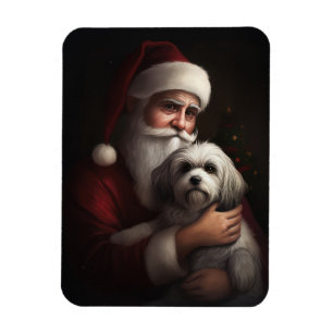 Havanese With Santa Claus Festive Christmas Magnet