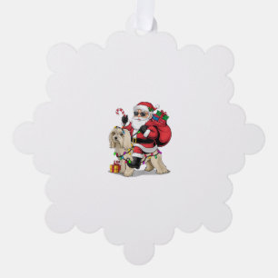 Havanese Xmas Lighting Santa Riding Havanese Dog C Tree Decoration Card