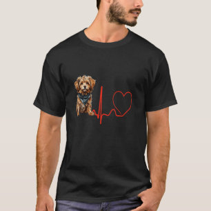 Havapoo Dog Heartbeat EKG Funny Dogs Owner Lover L T-Shirt