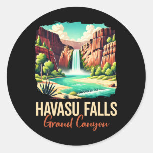 Havasu Falls Grand Canyon Hiking Climbing Havasupa Classic Round Sticker