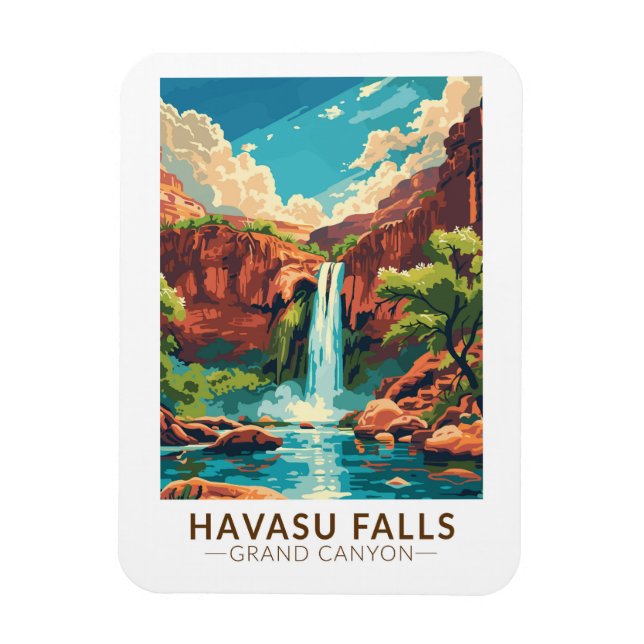 Havasu Falls Grand Canyon Travel Art Vintage Magnet (Vertical)