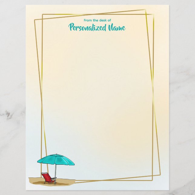 Have a Beach of a Day Unlined Paper Sheet (Front)