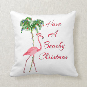 Have A Beachy Christmas Flamingo Cushion