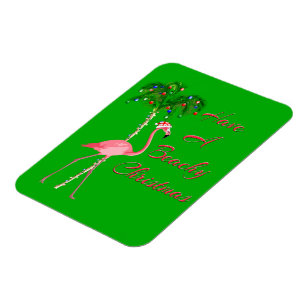 Have A Beachy Christmas Flamingo Magnet