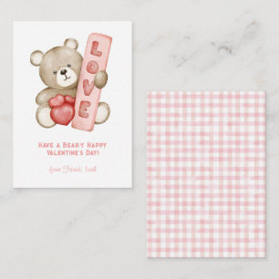 Have a Bear-Y Happy Valentine School Kids Card