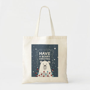 Have a Beary Christmas Polar Bear Art Illustration Tote Bag