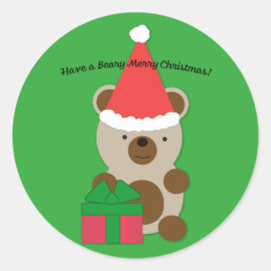 Have a Beary Merry Christmas Bear Classic Round Sticker