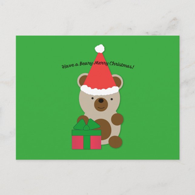 Have a Beary Merry Christmas Bear Holiday Postcard (Front)