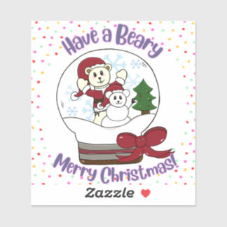 Have a Beary Merry Christmas Kawaii Bears Sticker