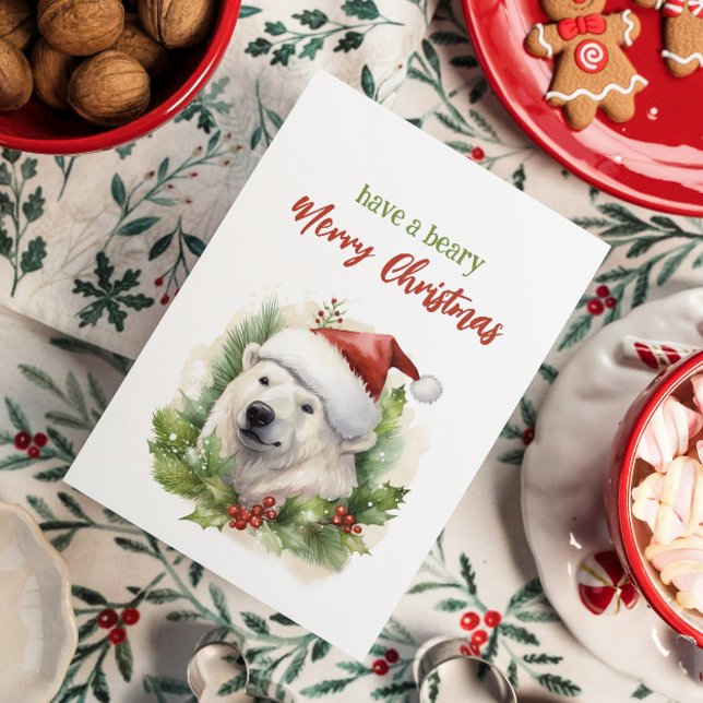 Have A Beary Merry Christmas Polar Bear Funny Holiday Card (Creator Uploaded)