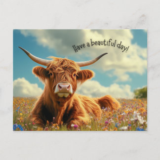 Have a Beautiful Day Highland Cow Postcard
