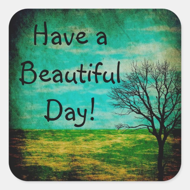 Have a Beautiful  Day Whimsical Tree Sticker (Front)