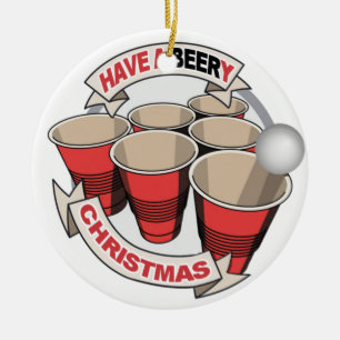 Have a Beery Christmas Beer Pong Ceramic Tree Decoration