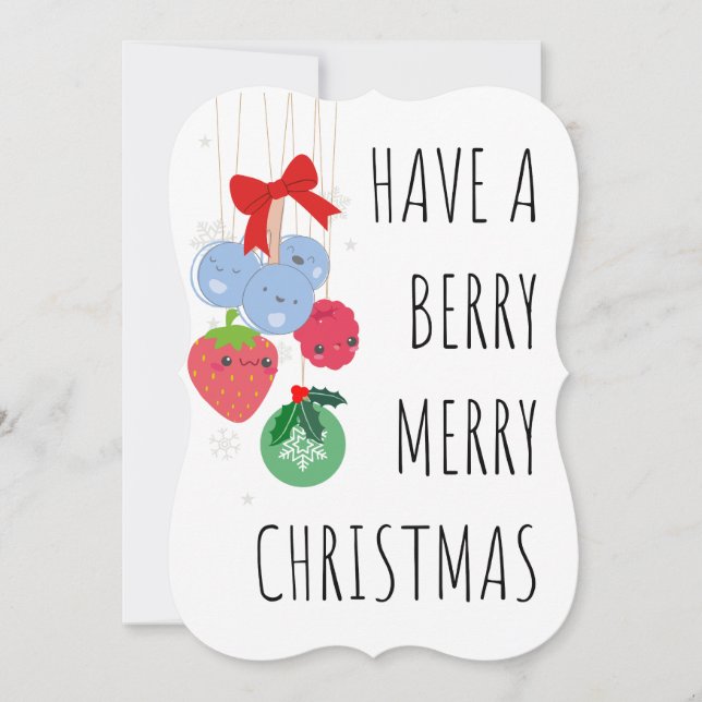 Have a Berry Merry Christmas – Cute Berries  Holiday Card (Front)