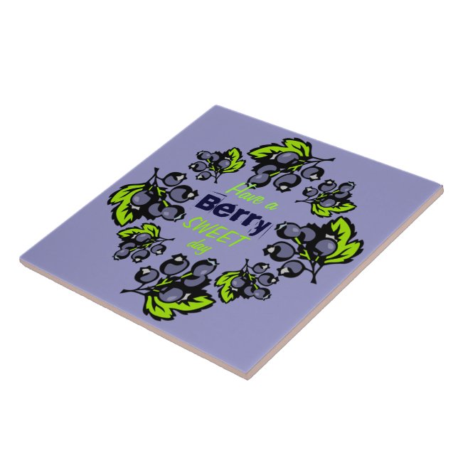Have a Berry Sweet Day Blueberry Ceramic Tile (Side)