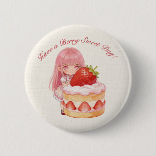 Have a Berry Sweet Day Watercolor 1st Birthday 6 Cm Round Badge