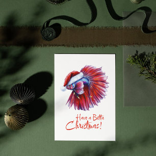 Have a Betta Christmas Funny Santa Fish Lover Pun Postcard