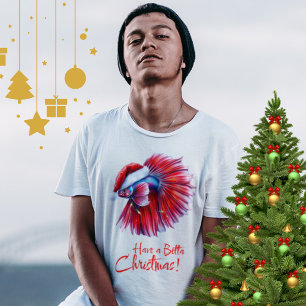Have a Betta Christmas Funny Santa Fish Lover Pun T-Shirt