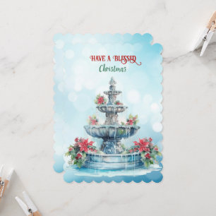Have A Blessed Christmas Fountain Poinsettias