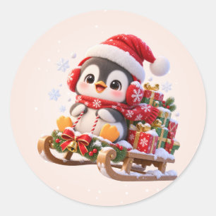 Have a Cool Yule Cute Penguin Round Stickers