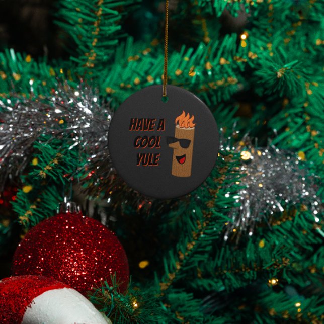 Have a Cool Yule Flaming Log Christmas Metal Tree Decoration (Creator Uploaded)
