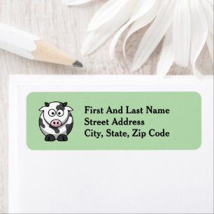 Have a Cow, Funny Dairy Cow Cartoon Pun Design Return Address Label
