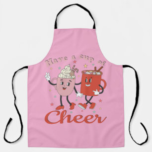 Have A Cup Of Cheer Retro Pink Christmas Apron
