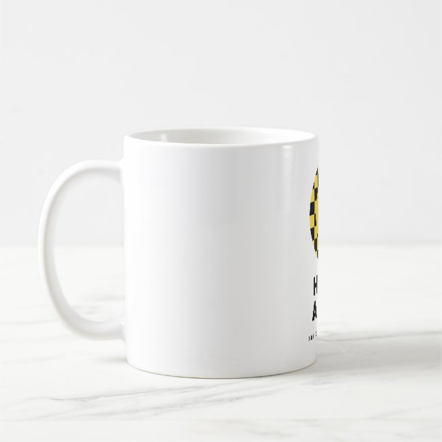 Have a Day Retro Smiley Chequerboard Coffee Mug (Left)