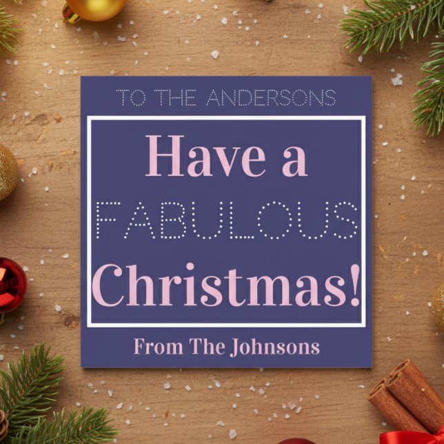 Have a Fabulous Christmas Blue Pink Typography Holiday Card (Creator Uploaded)