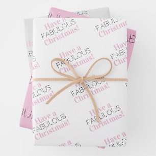 Have a fabulous Christmas Pink Grey Typography Wrapping Paper Sheet