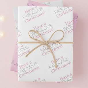 Have a fabulous Christmas Pink Grey Typography Wrapping Paper Sheet