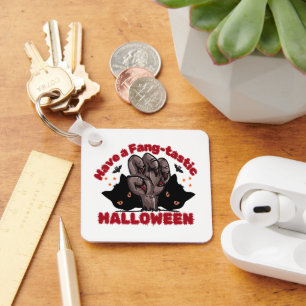 Have A Fang-Tastic Halloween Monster Hand Design Key Ring