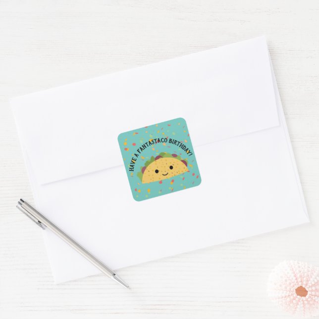 Have a Fantastaco Birthday Cute Kawaii  Square Sticker (Envelope)