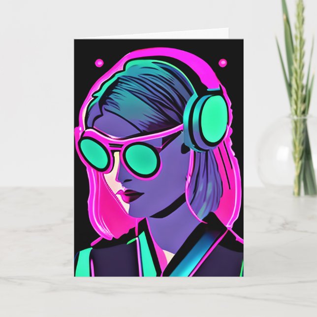 Have a Fun Summer | AI Art Women in Headphones Card (Front)