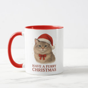 Have a Furry Christmas Cute Santa Siberian Kitten Mug