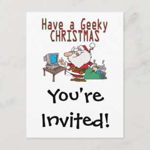 have a geeky christmas santa computer tech invitation