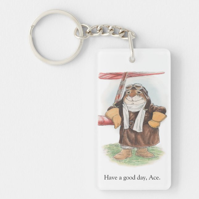 "Have a good day, Ace" Pilot Rabbit keychain (Front)
