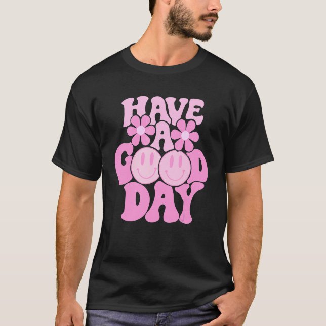 Have A Good Day Pink Smile Face Preppy Aesthetic T T-Shirt (Front)
