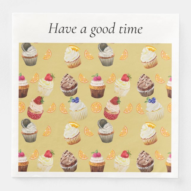 Have a good time with delicious and sweet cupcake  napkin (Front)